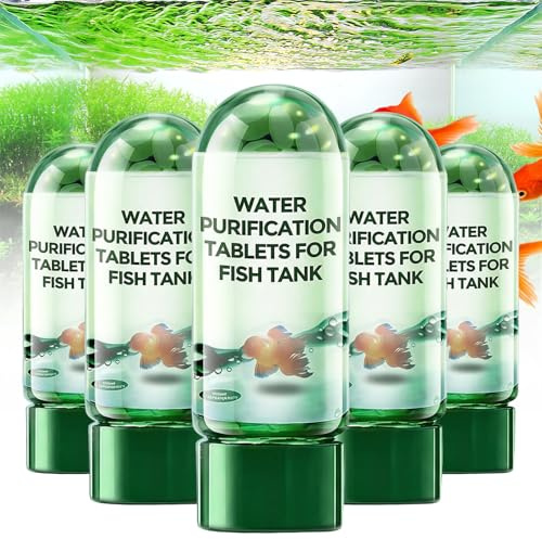 Water Purification Tablets for Fish Tank, Powerful Aquarium Water Purification Tablet, Efficient Clear Turbidity & Improve Water Quality, Remove All Kinds of Turbidity from Fish TankWater (5pcs)