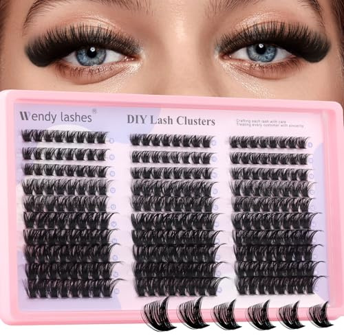 WENDY LASHES Pestañas Postizas Cluster Lashes Naturales 100D-0,07 D Curl Pestañas Individuales 9-16mm Pestañas en Racimo Individuales Lashes DIY at Home