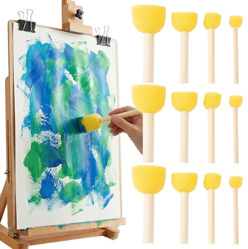 12 Pack Foam Brush Set, Sponge Paint Brushes for Crafts & Stencils | Washable Round Foam Brushes for Acrylic Painting, DIY Art Projects, Kids Crafts, Wood Painting and Creative Activities