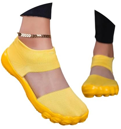 Barefoot Shoes Men's Water Shoes Bathing Shoes Swimming Shoes Surf Shoes Beach Shoes Swimming Socks Unisex Outdoor Activities Beach Walks Trekking Fitness Water Sports Climbing, O yellow, 8.5 UK