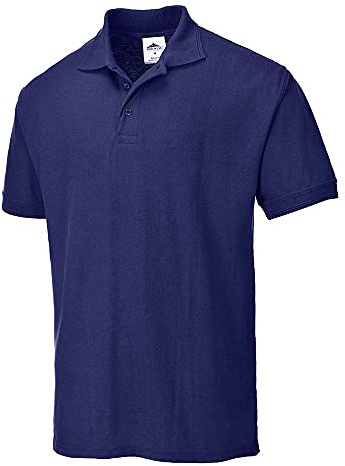 Portwest B210 Pikétröja Naples Kort Ärm Ribbad Krage och Muddar Polybomull | Marinblå, 4XL, UPF 40+, Normal Passform, 35% Bomull, 65% Polyester, Manschett med 2 Knappar, Tvåtrådssömmar, Yttre Hudtyg