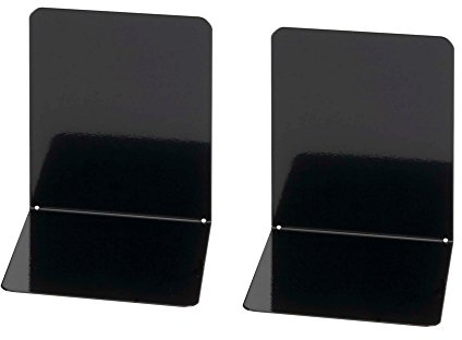 Wedo 1021101 Buchstütze (aus Metall, breite Ausführung, 14 x 12 x 14 cm) 2 Stück, schwarz