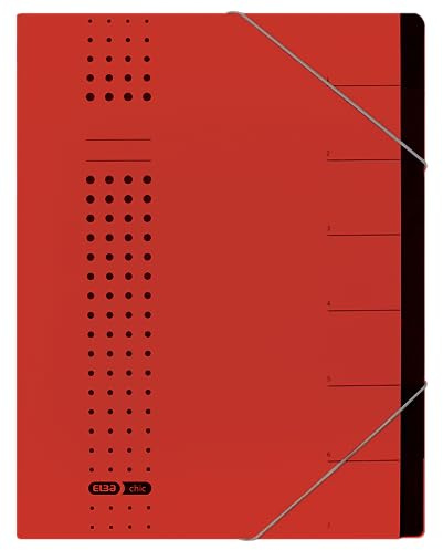 Elba Ordnungsmappe chic, für A4, aus Karton, 7 Fächer, rot, 400002024