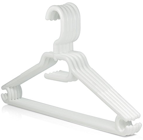 HANGERWORLD 20 White 40cm Plastic All Purpose Clothes Garment Coat Hangers Non-Slip Trouser Bar.