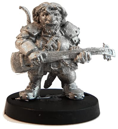 Stonehaven Dwarf Bard Miniature Figure (for 28mm Scale Table Top War Games) - Made in USA