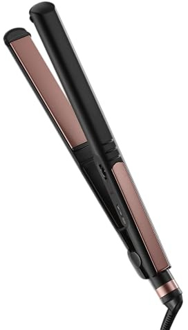 INFINITI PRO CONAIR Rose Gold Ceramic Flat Iron Hair Straightener, 1-Inch Flat Iron with Extra-Long Plates, including a Floating Plate, Advanced Heat Technology, Black