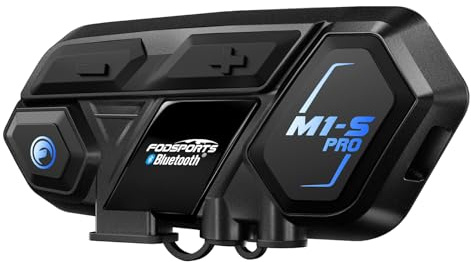 Fodsports M1-S Pro Intercom Moto Bluetooth avec Partage de Musique, Kit Bluetooth Casque Moto, 2000M Système de Communication Entre 1-8 Motards, HiFi Son, Audio Multitâche Filaire, Commande Vocale