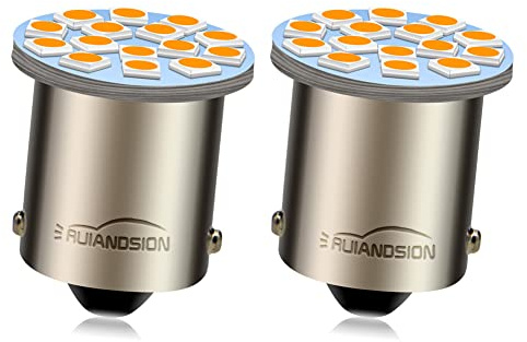 Ruiandsion Confezione da 2 lampadine LED 1156 da 6 V, colore ambrato, 1141 1003 3014 BA15S, chip LED 5050 12SMD, ricambio per luci di retromarcia, indicatori di direzione, fanali posteriori, non