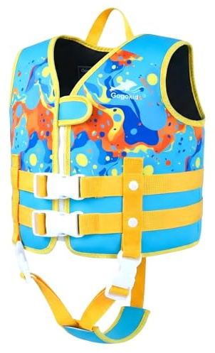 Gogokids Schwimmweste für Kleinkinder für 1–5 Jahre 15-30kg, Kinder Schwimmjacke mit Doppelt Verstellbarer Strapze, Schwimmhilfe für Baby, Mädchen Jung verstellbare Pool-Weste für Pool & Strand