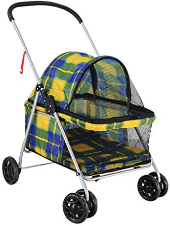 GLETSF Hundebuggys für kleine Hunde, Hundekinderwagen, Buggy, Katzenbuggy, Faltbarer Träger, Spazierwagen, einfaches Zusammenklappen mit Einer Hand, viel Platz (Mehrfarbig) (Mehrfarbig)