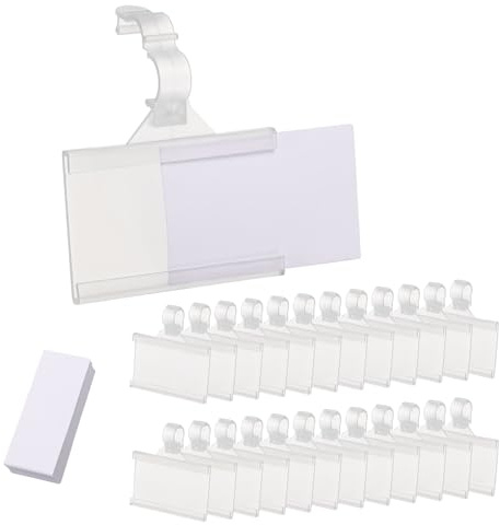 QUARKZMAN 60pz Filo Scaffale Etichette Supporto Etichette Carte 2 x 1.4 Etichette Riutilizzabili Cestino Plastica Etichette Etichetta Supporti Chiusura Automatica per Dispensa Trasparente