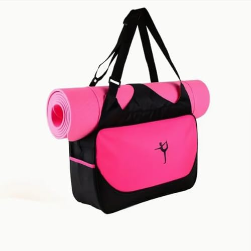 RTMYOR (Without Mat) Yoga Tote Bag with Mat Holder, Multi-Colour Sports Duffle Bag, Large Capacity Nylon Gym Bag for Fitness and Dance (Rose)