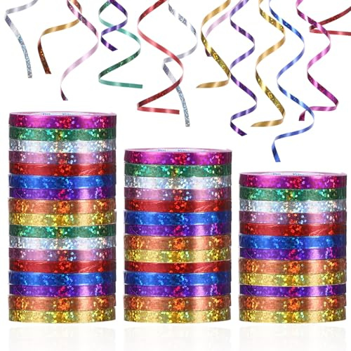 810 m stelle filanti per compleanno, 81 rotoli di stelle filanti colorate glitterate metallizzate, 9 colori per carnevale, decorazione di carnevale, compleanni, matrimoni, feste in giardino, discoteca
