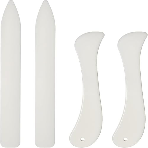 4 Pcs Bone Folders, Crease Makers Scoring Tool Creaser Set Folding Scoring Burnishing Crafting Scrapbooking Tool Plastic Bone Folder Paper Creaser for Paper Crafts, Bookbinding, Leather Craft