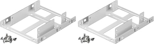 Goobay 95875 2,5 auf 3,5 SSD Festplatte Einbaurahmen / SSD Halterung zum Einbau von 2,5 Festplatten in 3,5 Gehäuseschacht / Inkl. Schrauben / Silber (Packung mit 2)