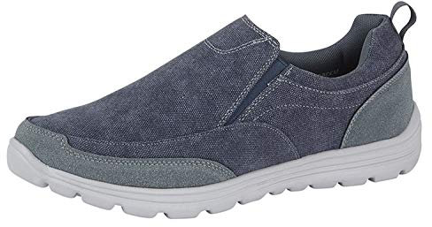 Mens Canvas Casual Shoes Slip On Lightweight Memory Foam Twin Gusset Trainers Size - Blue - UK 9