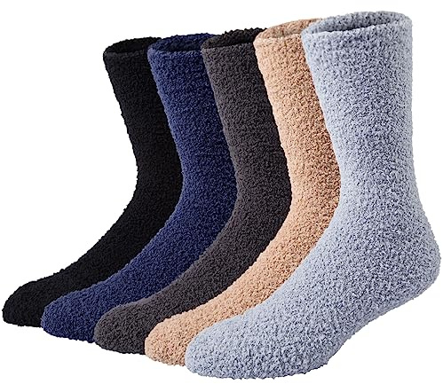 Justay Comf Lot de 5 paires de chaussettes d'hiver pour homme haute élasticité très chaudes et moelleuses, Taille Unique, Gris