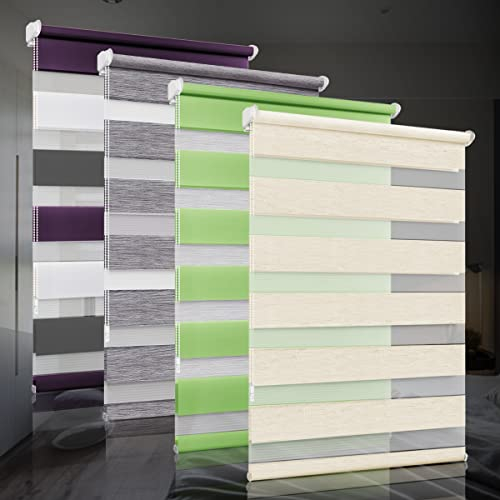 bobodeco Doppelrollo klemmfix ohne Bohren Duo Rollos für Fenster mit Klemmträger, Fensterrollo lichtdurchlässig & verdunkelnd Wandmontage Sichtschutz- Natur B70 x H120cm (Stoffbreite 66cm)