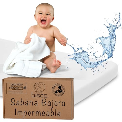 Bisoo Drap Housse 80x130 Impermeable - Alese 80 x 130-2en1 Drap Housse tege Matelas Reglable Impermeable pour Lit Evolutif Enfant - 100% Jersey Oeko-Tex - 1 Drap Impermable Blanc 130x80 CM