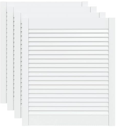 vidaXL Portes d'Armoire à Persiennes 4 pcs, Portes de Placard à Chaussures, Panneaux de Radiateur, Décoration d'Intérieur, Blanc Bois de Pin Massif