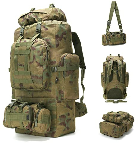King'sGuard 100L Camping Wandern Rucksack Molle Rucksack Militär Camping Rucksackreisen Tagesrucksack, Ruin Camo, Large, 100 l Camping-Wanderrucksack