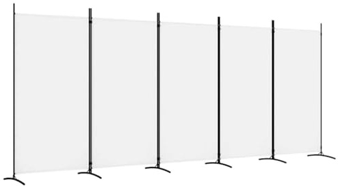 vidaXL Divisorio a 5 Pannelli Bianco 433x180 cm Tessuto