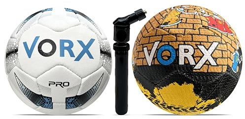 VORX Fotbollsboll 2 delar storlek 5 med pump pro kvalitet robust träning fotboll boll gatuboll för vuxna och barn 1 % av försäljningsvärdet kommer att doneras till barnens sjukhus