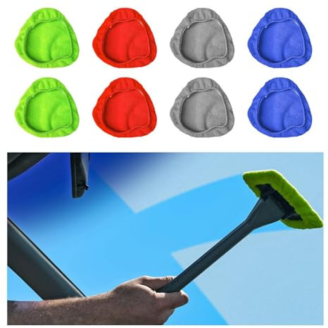 8 PCS Car Care Microfiber Cloths for Windshield Cleaner, Replaced Microfiber Pads Cover Kit, Car Windshield Cleaning Tool Bonnets, Interior Auto Window Cleaner Washing Pads