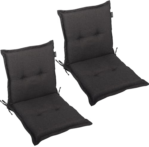 LILENO HOME Gartenstuhl Auflagen als [2er Set - Niedriglehner] in Anthrazit Y - Bequeme Liegen als Sitzauflagen für Gartenmöbel - Stuhlkissen für Gartenstühle und Klappstühle MAR