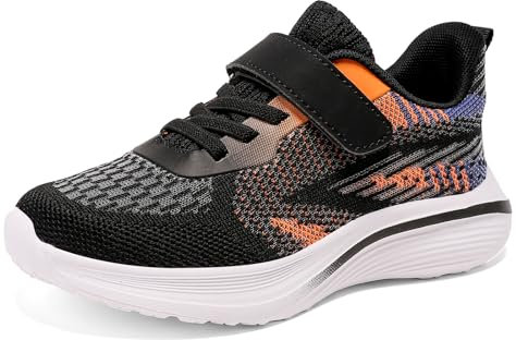 Jawixu Hallenschuhe Für Jungen Turnschuhe Für Jungen Turnschuhe Mädchen Hallenschuhe Kinder Sportschuhe Kinderschuhe Sneaker Tennisschuhe Freizeitschuhe Outdoor Laufschuhe Schwarz 34EU