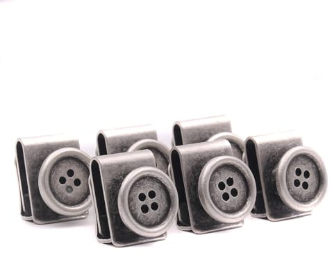 Botones para tirantes. Pack de 6 Botones Clip para pantalones y tirantes abotonables. (Plata)