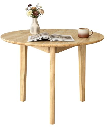 QLLY Runder Esstisch Massivholz Esstisch, Küchentisch Holztisch, Flache Beine (Natur, 31,49/ 80cm