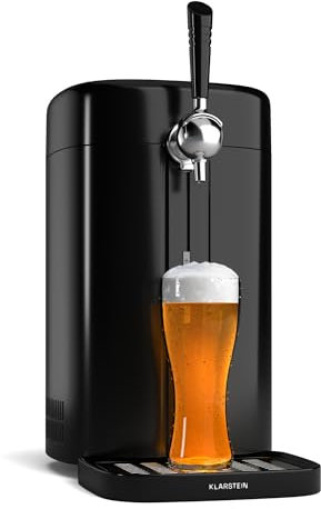 Klarstein FrostBrew Dispensador de Cerveza 5L - Sistema de Presión de CO₂, Refrigeración Termoeléctrica, Control de Temperatura 3-12°C, Barril Universal, Negro/Plata