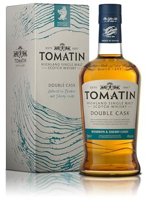 Tomatin Single Malt Scotch Whisky, Double Cask Highland Single Malt Whisky Matured in Bourbon & Sherry Casks, 40% Alc/Vol 70cl, Glass Bottle in Gift Box