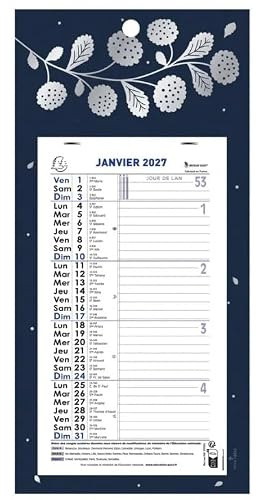 Exacompta - 33205E - Calendrier Mensuel Avec Feuillets Détachables - 13 x 23 cm - Sur Carte Illustrée Végétale - 16 x 33 cm - Janvier à Décembre 2027 - Décors Végétal