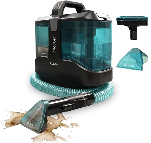 Cecotec Limpiador Aspirador de Tapicerias y Alfombras con Cable Compacto Conga 3000 Carpet&Spot Clean X-Treme. 450W, 13kPa, Depósito de Agua Limpia 1000ml y Agua Sucia 550ml, Spray Pulverizador