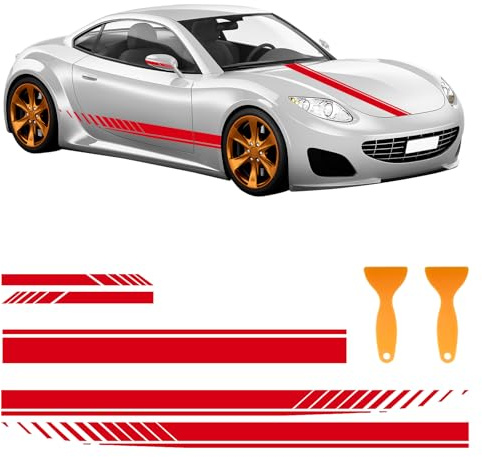 5Pcs Racing Car Stripe Decal Stickers,Car Hood Stripe Sticker with Scrapers