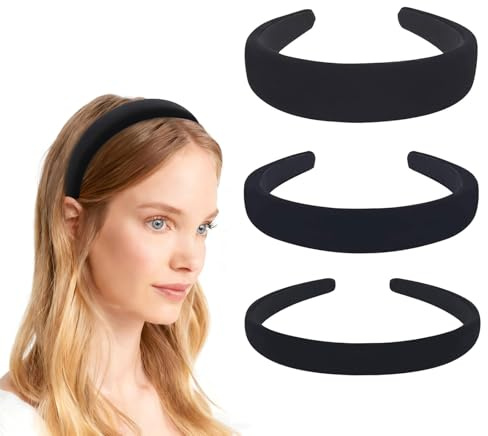 Xanthelle Serre-tête, Bandeaux Noirs & Headband Femme, Serre-tête en Velours Femme, Bandeau Antidérapant Femme, Headband Rempli Tendance, Ornement Capillaire pour Fille