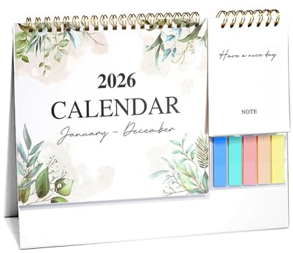 ARYIMYDP Calendario da Tavolo 2026, Mensile con Festività e Spazio per Note, con Tasca, Note, Festività e Settimane, Italiano, per Scuola, Ufficio, Casa, Geniale 2026