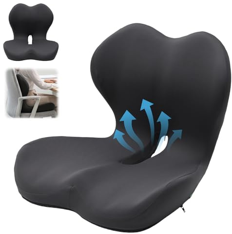 Ruiqas Coussin D'assise Orthopédique avec Mousse à Mémoire de Forme | Coussin D'assise Ergonomique en Forme de L pour Chaise de Bureau et Voiture, Soulagement du Coccyx et Soutien Lombaire