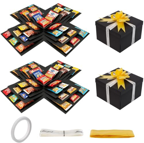 LIUCONGBD 2PCS Creative Explosion Gift Box, 5 Layer with Ribbon and Tape | DIY Handmade for Present Birthdays Wedding Valentine's Day Anniversary, Large Size, Multi-Layer Surprise Design, Easy to Use