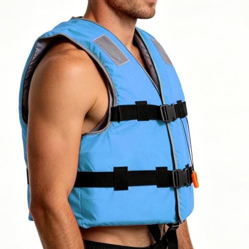 Chaleco Salvavidas acuático: Chaqueta de Seguridad para Kayak de natación, Cuerpo Brillante sin Mangas de Alta Visibilidad, Perfil de 57 x 53 cm + Hebilla de Bloqueo de 450 g, Chaleco de flotación de