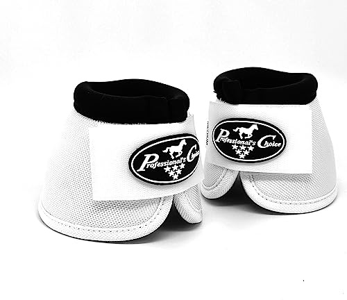 Professional's Choice Ballistic Overreach Bell Boots for Horses | Superb Protection, Durability & Comfort | Quick Wrap Hook & Loop | Sold in Pairs | Medium White