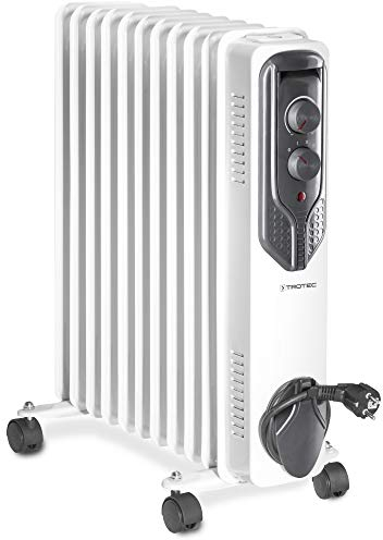 TROTEC Radiador de Aceite TRH 21 E, 2.500 W, 3 potencias de calefacción, Radiador efectivo de 11 aletas