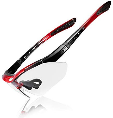 ROCKBROS Photochromic Outdoor Sport Sunglasses UV 400 Protection Cycling Sunglasses TR90 Frame Riding Ski Goggles Eyewear for Driving Running Climbing Fishing Baseball Red