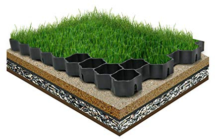 FORTENA befahrbare Rasengitter Platten - 60 x 40 x 4 cm, schwarz, aus hochrobustem Kunststoff, zur Parkplatzbefestigung, Bodenstabilisierung, Rasenbefestigung, belastbar mit PKW bis zu 1000t/m