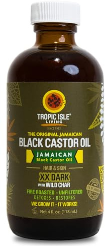 Tropic Isle Living Jamaican Black Castor Oil XX Dark 4 oz – Conditioning Blend for Hair and Scalp Care with a Rich Finish
