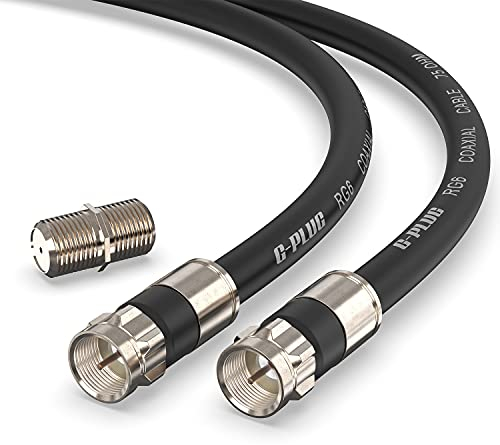 G-PLUG 2m RG6 Coaxial Cable Connectors Set – High-Speed Internet, Broadband and Digital TV Aerial, Satellite Cable Extension – Weather-Sealed Double Rubber O-Ring and Compression Connectors Black