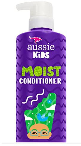 Aussie Kids Moist Sulfate Free Conditioner for Kids, 16 fl oz/475 ml, Purple and Green