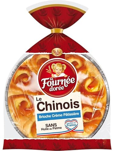 LA FOURNÉE DORÉE - Chinois gourmand à la crème pâtissière de 600g - Idéal pour le petit-déjeuner ou le goûter - Savoureux et moelleux - Lot De 4 - Vendu Par Lot